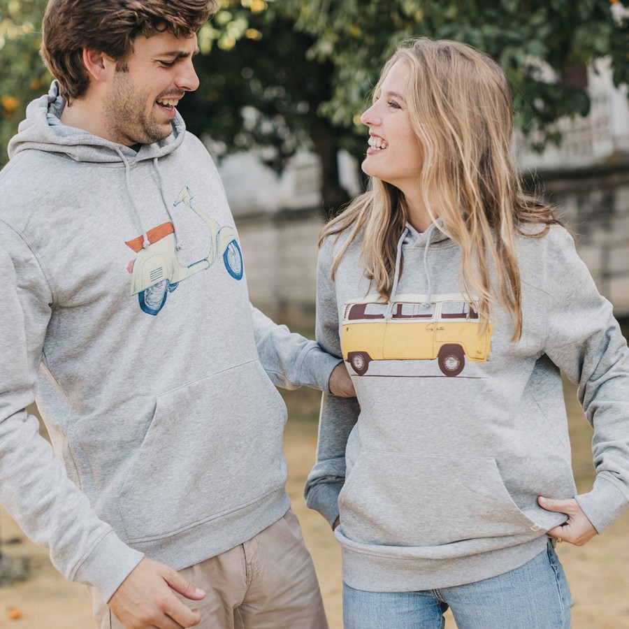 Wituka Yellow Van Hoodie Heather Grey Sudaderas