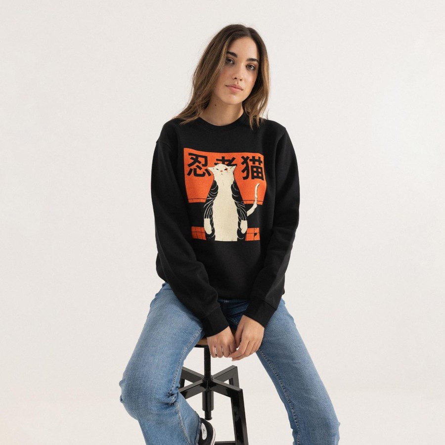 Wituka Neko Ninja Sweatshirt Black Sudaderas