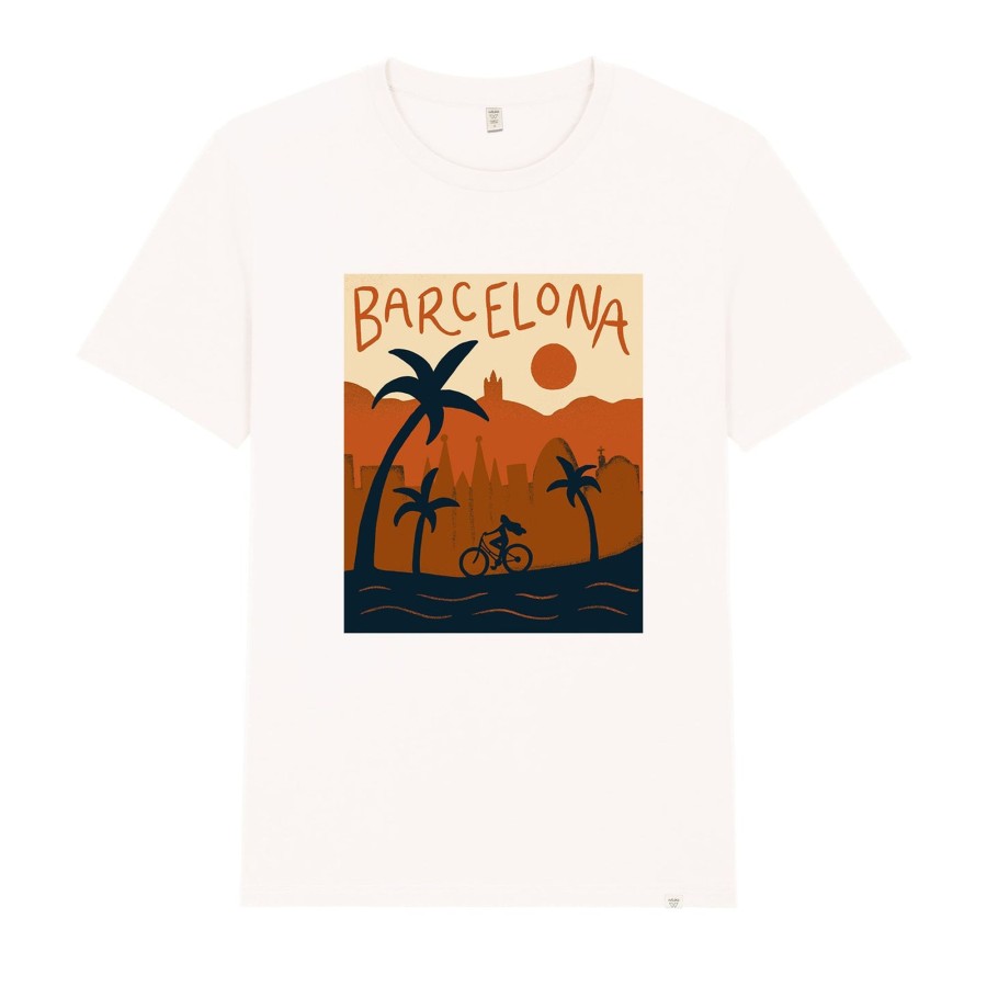 Wituka Barcelona Skyline Vintage White Camisetas