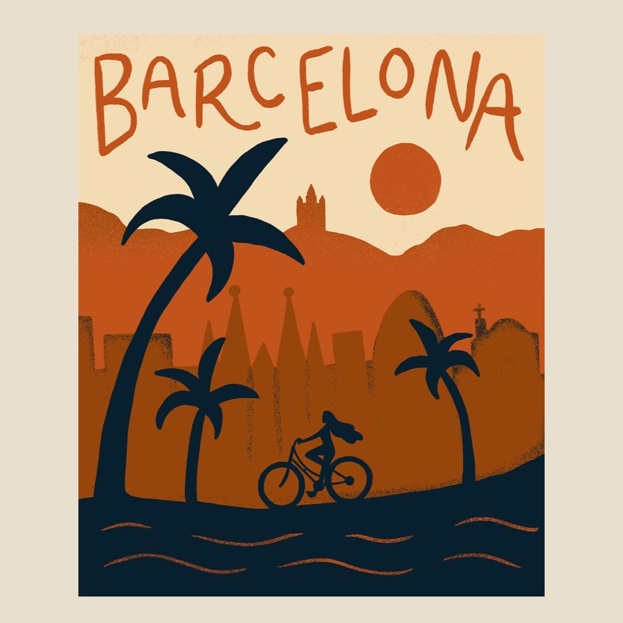 Wituka Barcelona Skyline Vintage White Camisetas