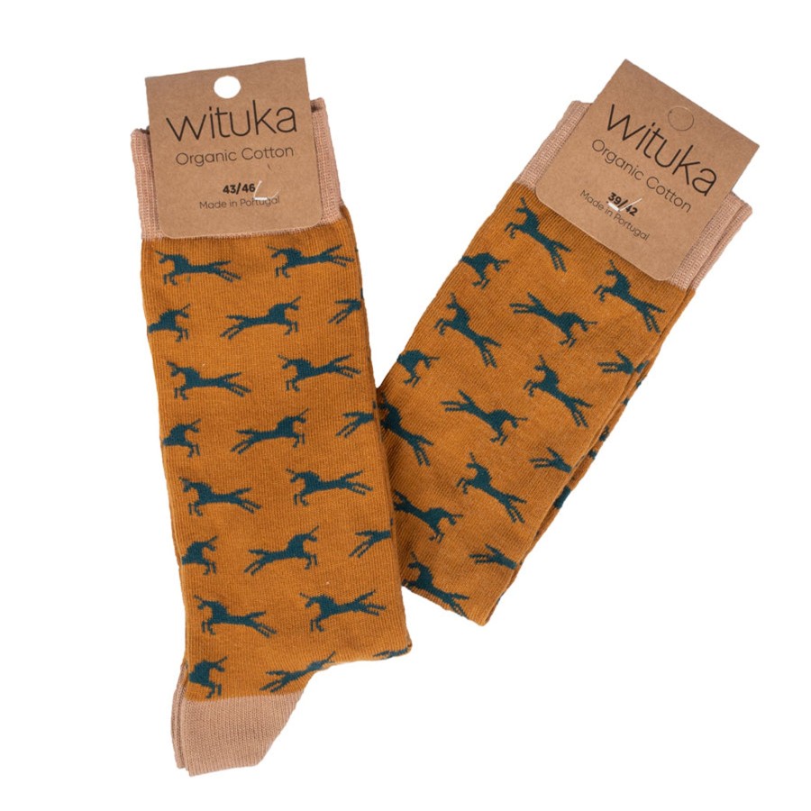 Wituka Socks Mustard Unicorns Multicolor Calcetines