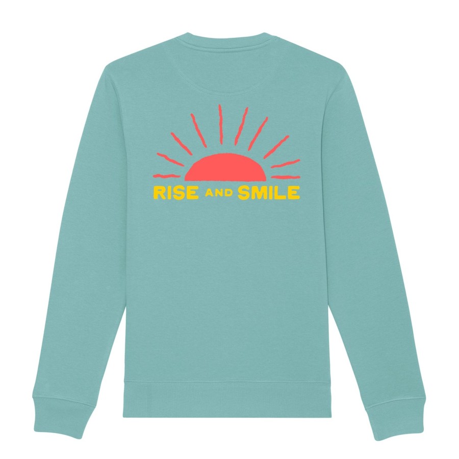 Wituka Rise And Smile Sweatshirt Teal Monstera Sudaderas