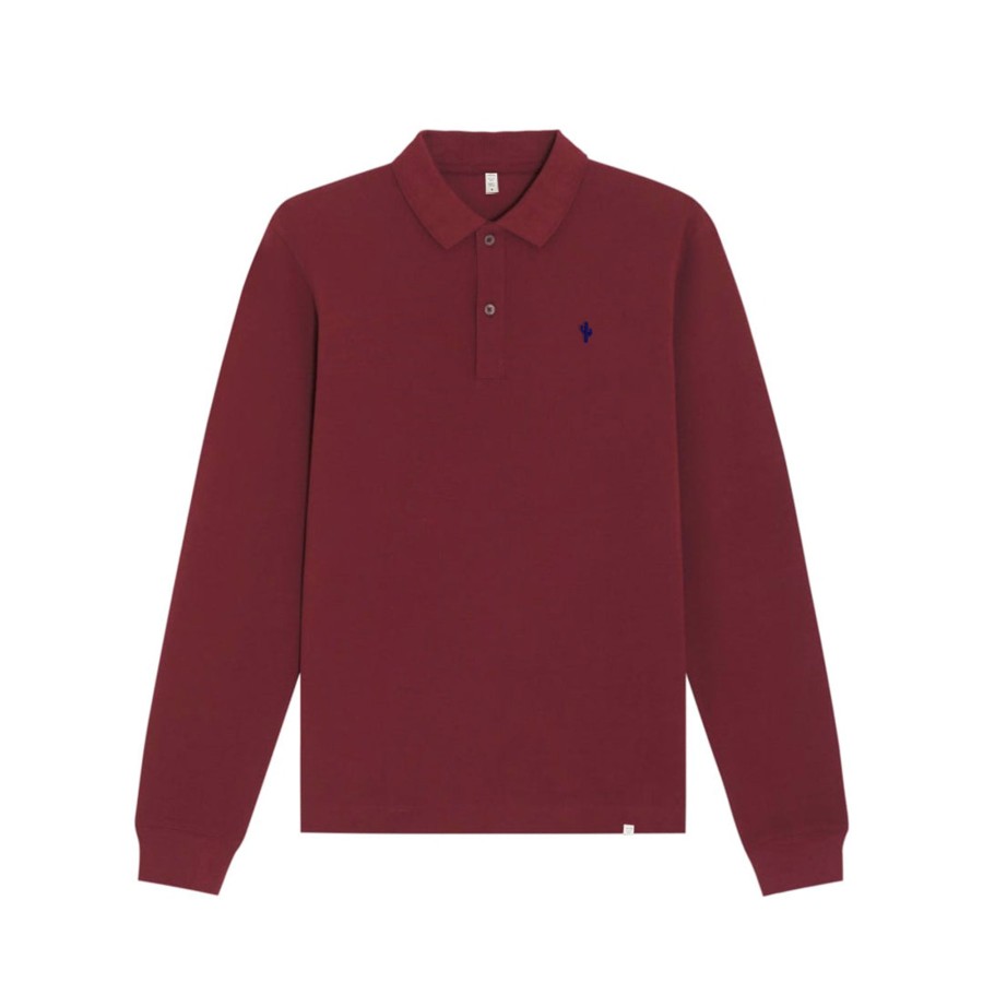 Outlet Long Sleeve Polo Cactus Burgundy Polos