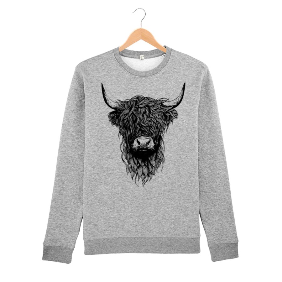 Wituka Highland Cattle Kids Sweatshirt Heather Grey Sudaderas