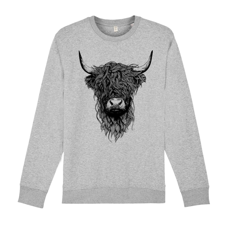 Wituka Highland Cattle Sweatshirt Heather Grey Sudaderas