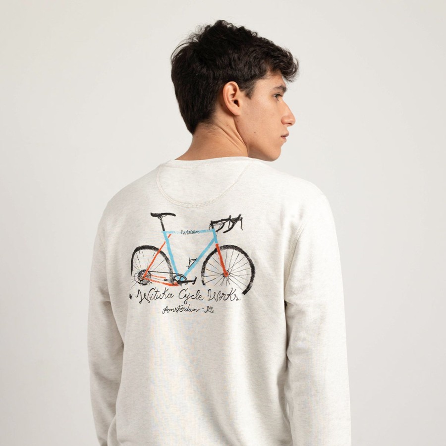 Wituka Wituka Cycle Works Sweatshirt Cream Heather Grey Sudaderas